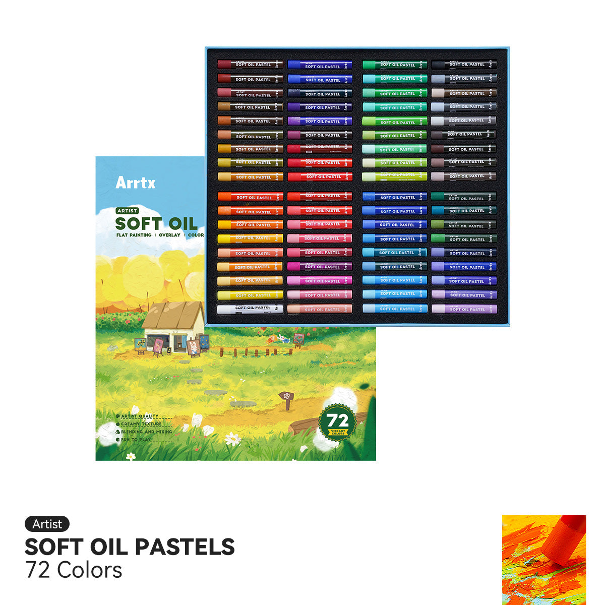 Arrtx 72 Colors Oil Pastels Smooth Drawing Pastel Set