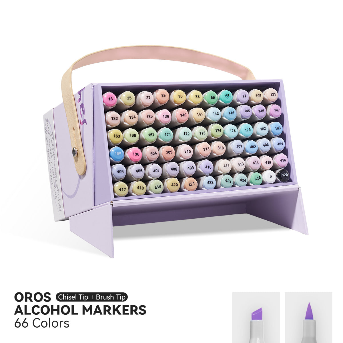 Arrtx Oros Lot de 66 marqueurs à alcool de couleur pastel, marqueurs à  double pointe (pinceau et ciseau) pour artistes, étudiants, croquis,  coloriage