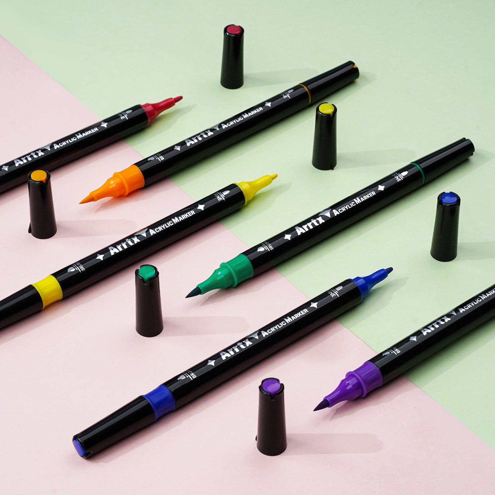 Arrtx 24 Colors Acrylic Marker Dual Tip Paint Pens