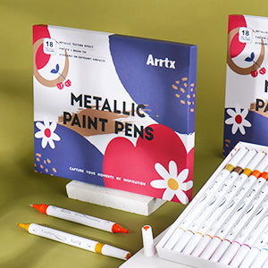 Stylos à peinture métallique Arrtx 18 couleurs (double pointe)