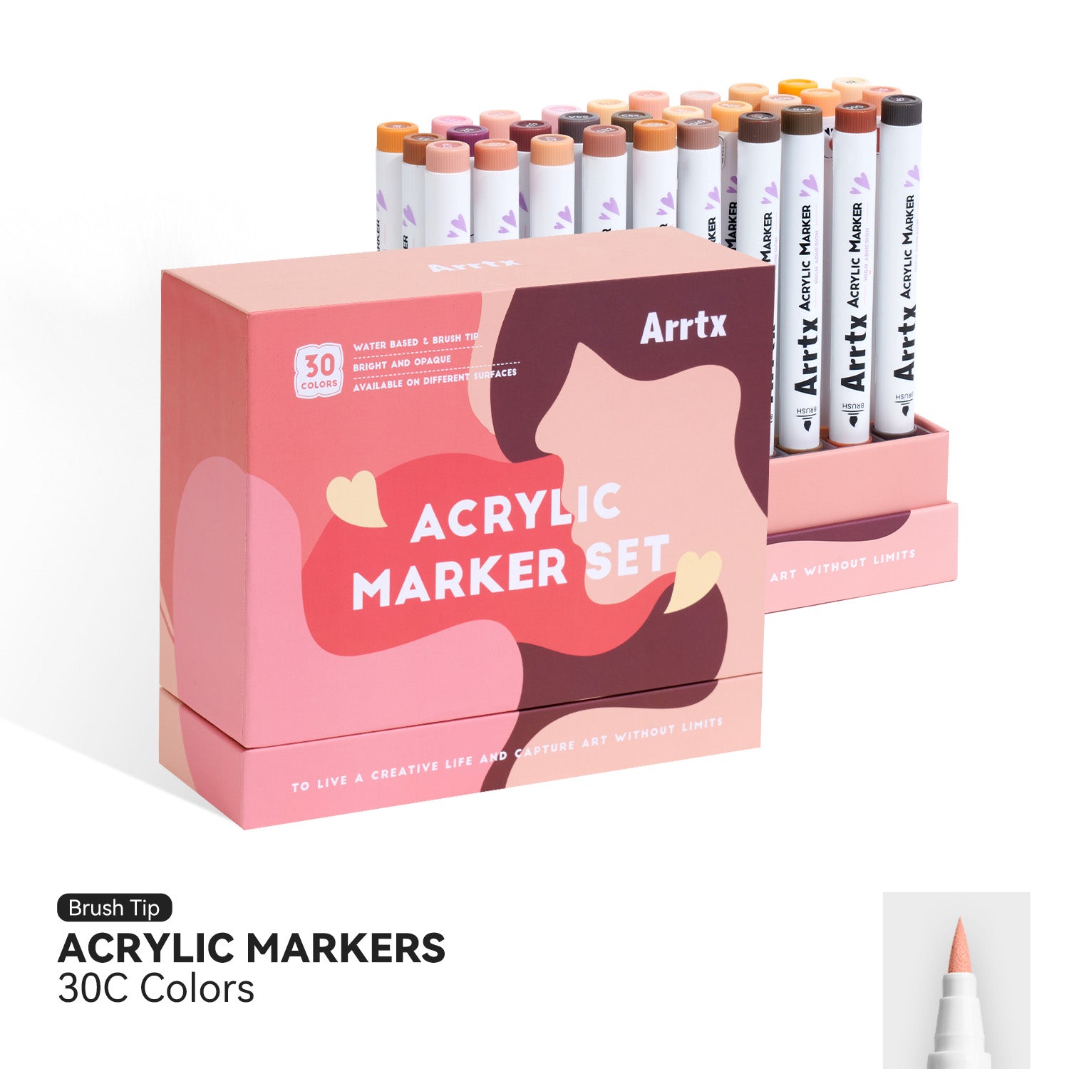 Arrtx 30C Colors Acrylic Markers Skin Tone Paint Pens Brush Tip – ArrtxArt