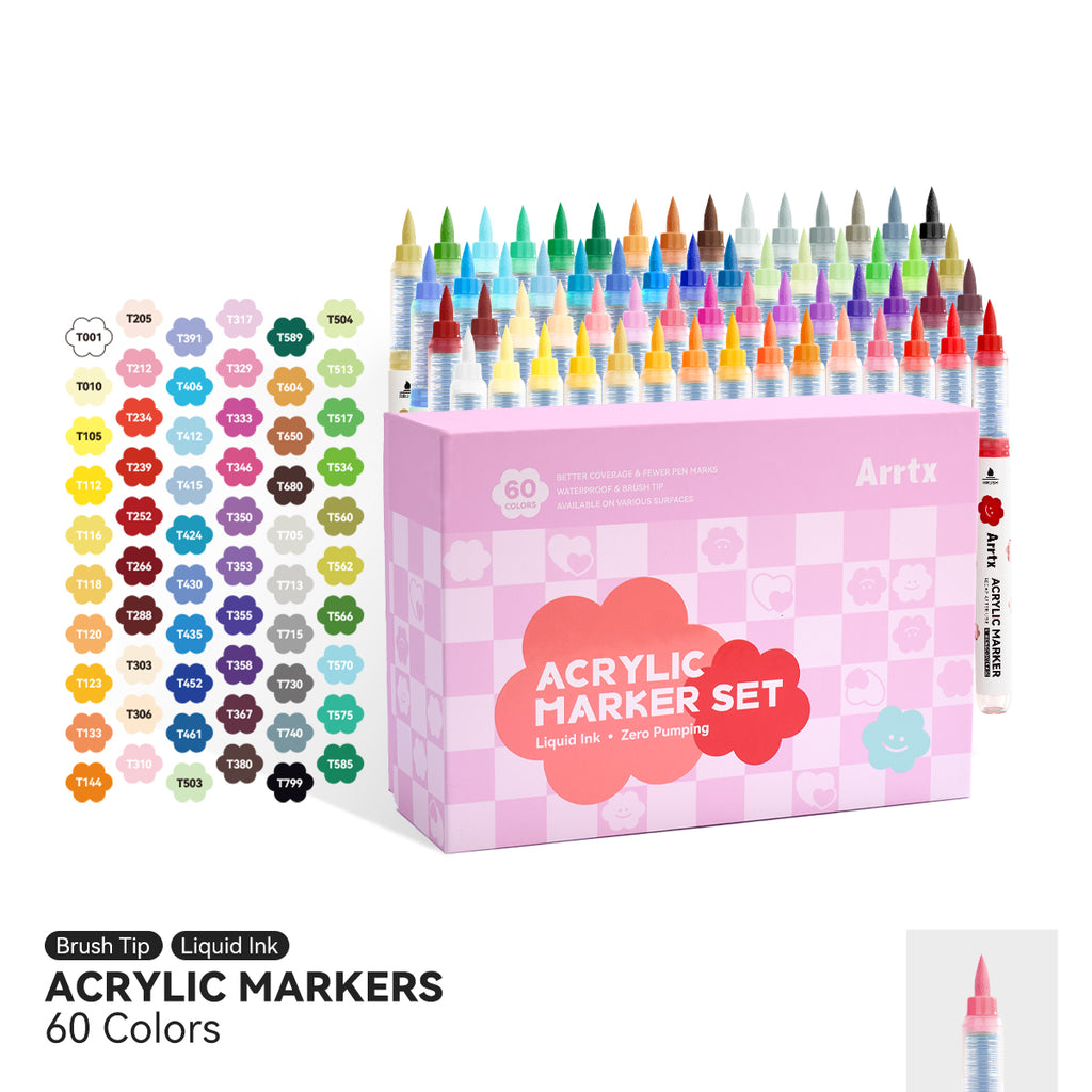 【アプレ】 アートインク&リキッド Arrtx 60 Colors Acrylic Markers Automatic Ink Control Direct