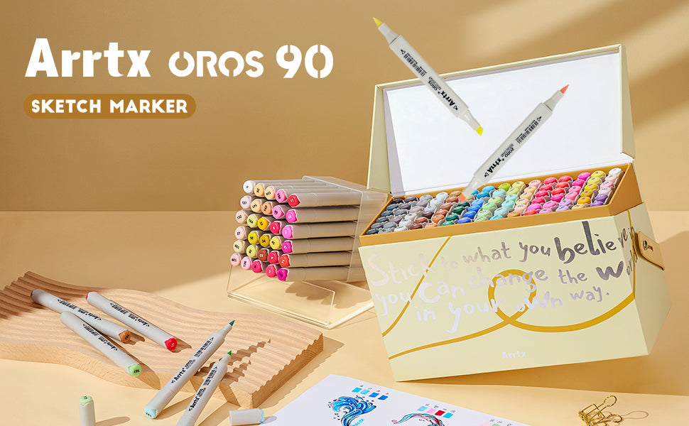 Arrtx OROS 80/90 Colors Alcohol Markers Brush Tip Sketching