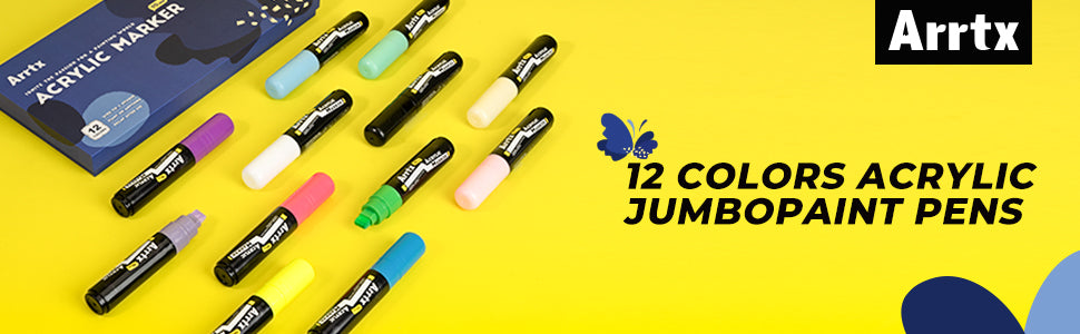 Arrtx 12 Colors Jumbo Acrylic Markers (10mm Broad Tips) – ArrtxArt