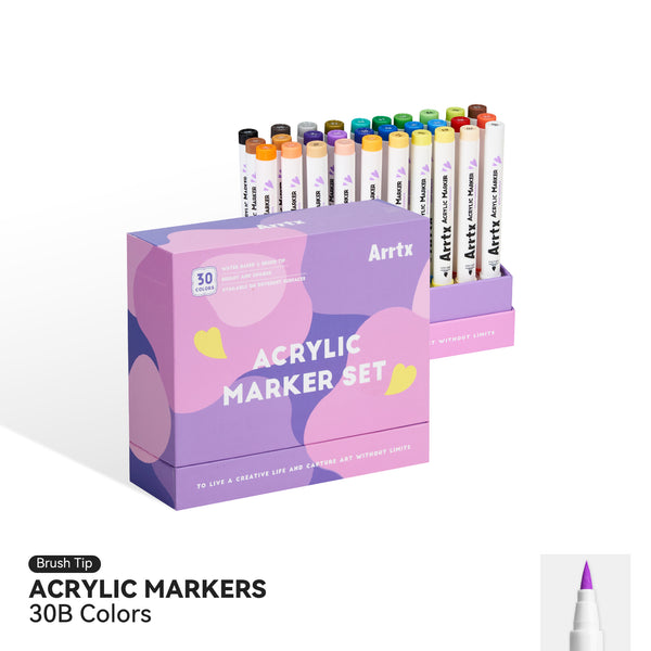 Arrtx 30 couleurs stylos de peinture acrylique 30B marqueurs acryliques
