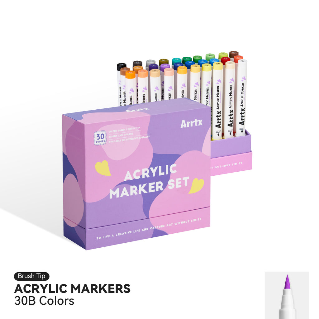 Arrtx 30B Colors Acrylic Paint Markers Paint Brushes