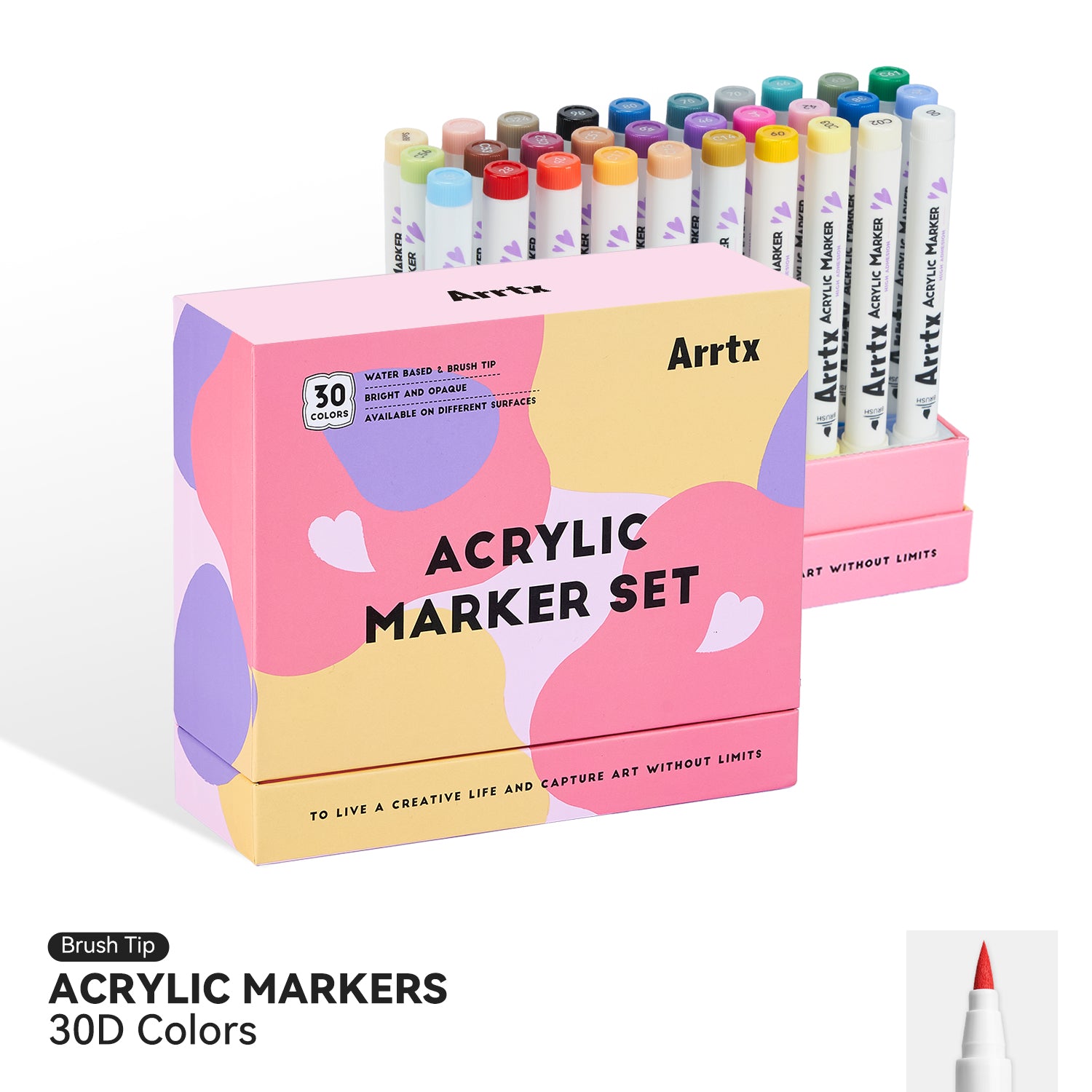 Arrtx 30D Colors Acrylic Markers Paint Markers Brush Tip – ArrtxArt