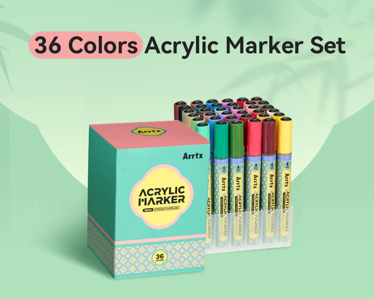 Arrtx 36 Colors Acrylic Paint Markers 3mm Medium Tip Valve Design