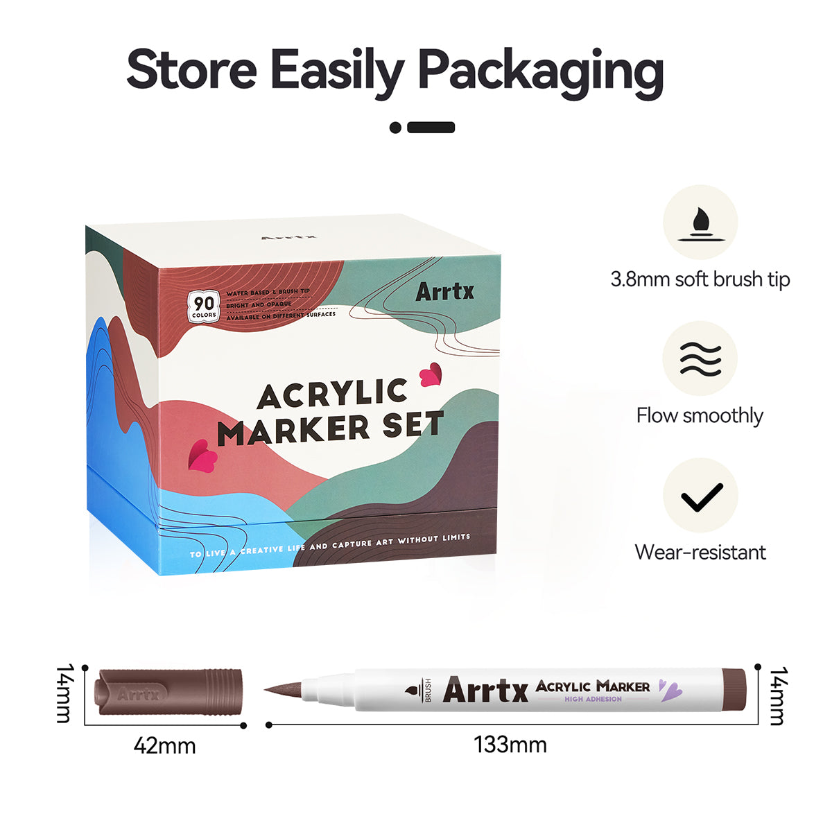 Arrtx 90A Colors Acrylic Marker Pens Paint Brushes – ArrtxArt