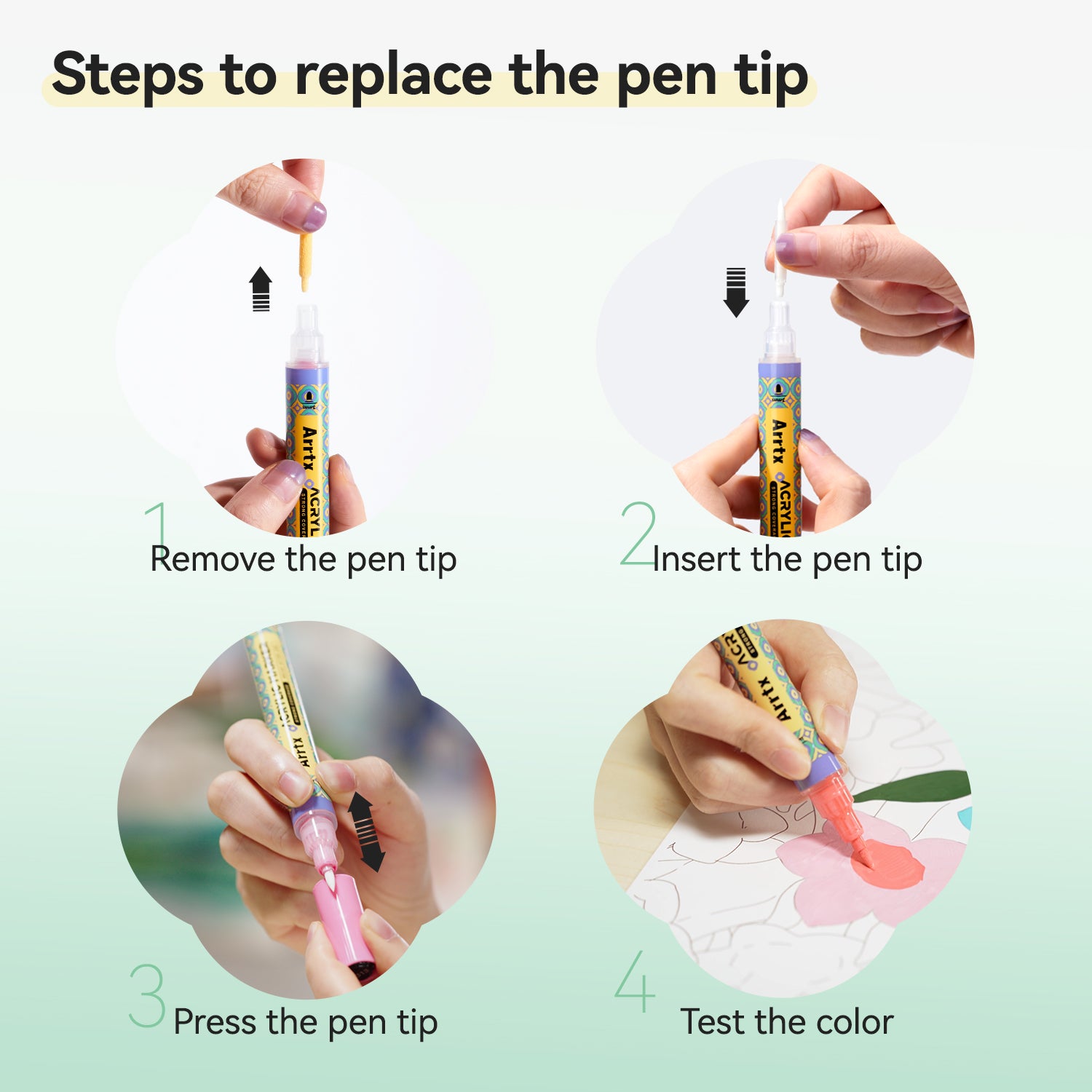 Arrtx Replacement Brush Tips Of 3mm Tip Valve Acrylic Marker Series