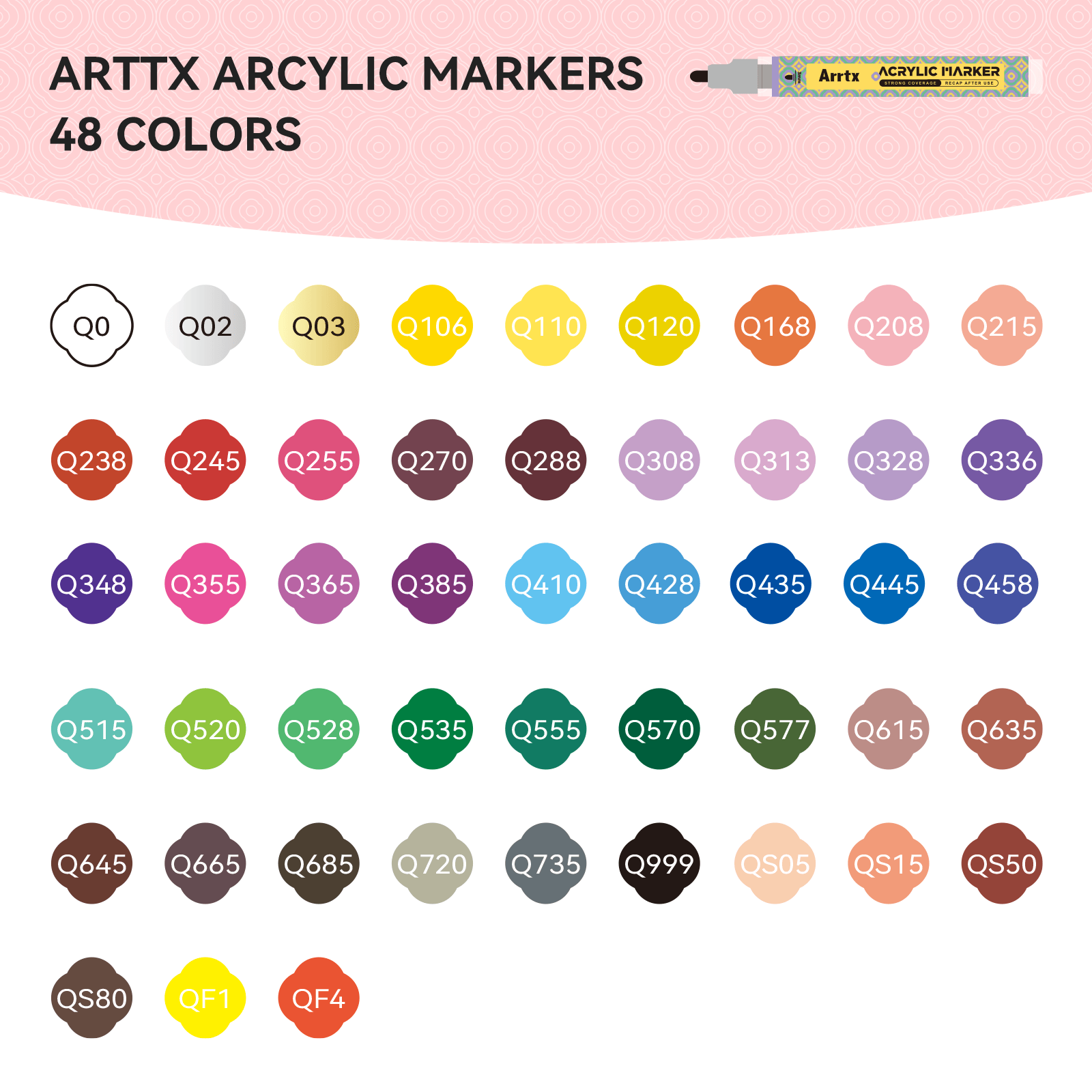 [Coming Soon] Arrtx 48 Colors Acrylic Paint Markers 3mm Medium Tip Valve Design