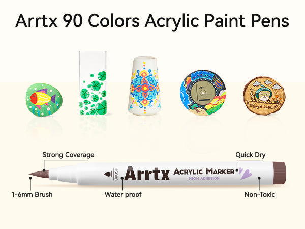 Arrtx 90A Colors Acrylic Marker Pens Paint Brushes