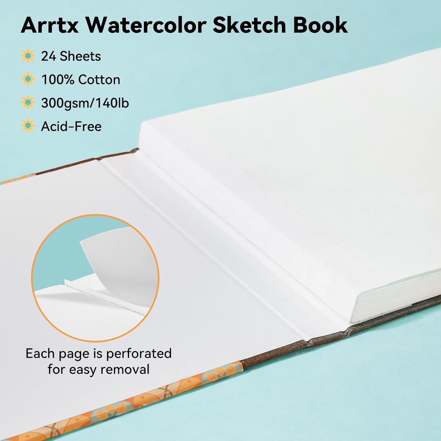 Arrtx Square Watercolor Paper Drawing Sketchbook Journal 7.09"x7.09"