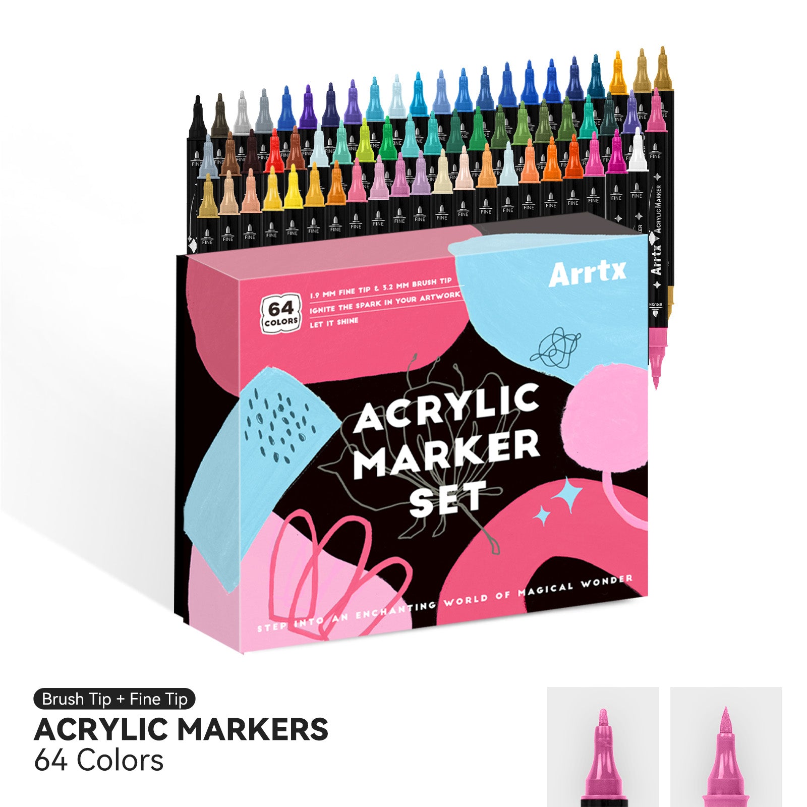 [Coming Soon] Arrtx 64 Colors Acrylic Paint Markers Dual Tip Paint Pen Set