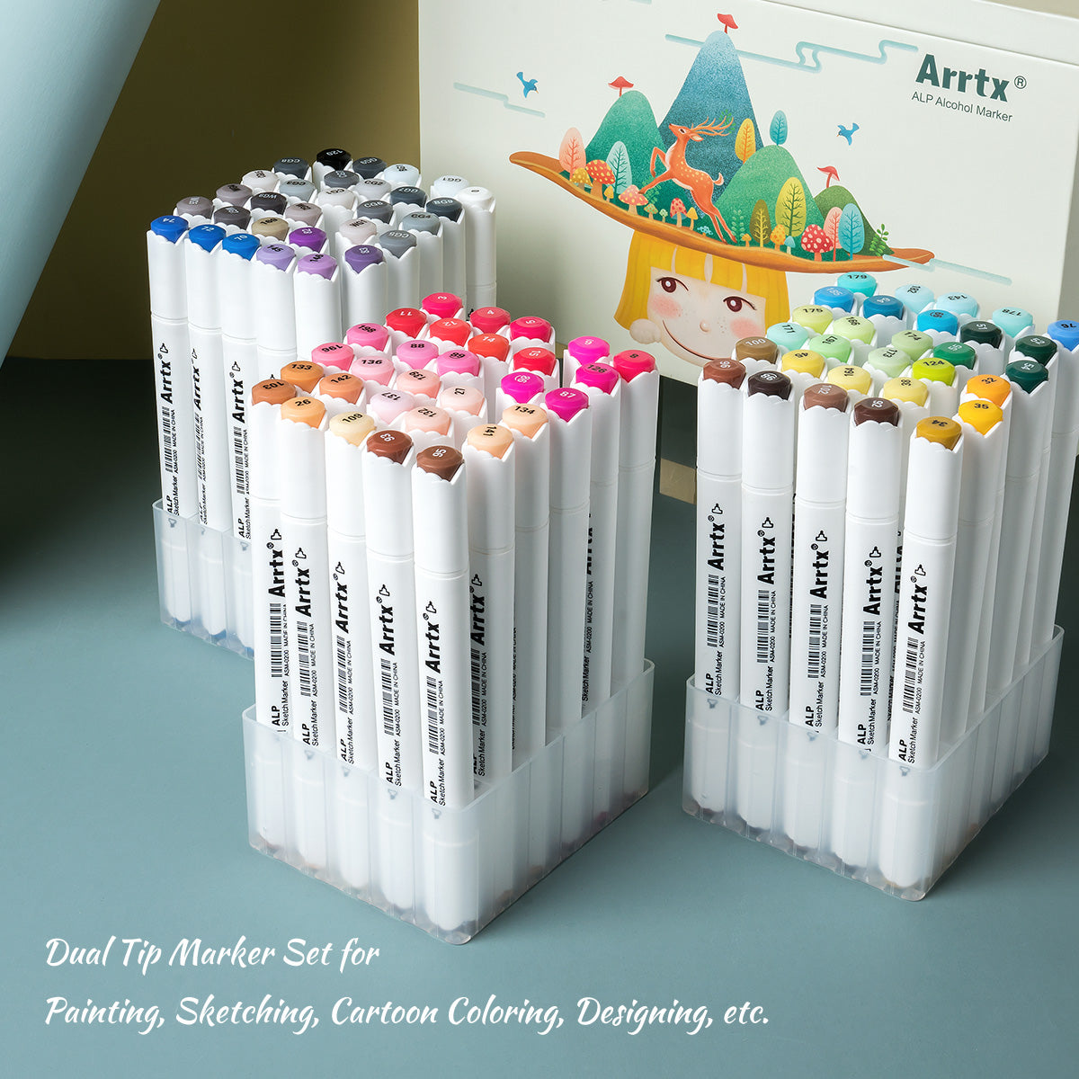 Arrtx Brush Markers, OROS 80 Colors Dual Tip Alcohol Markers