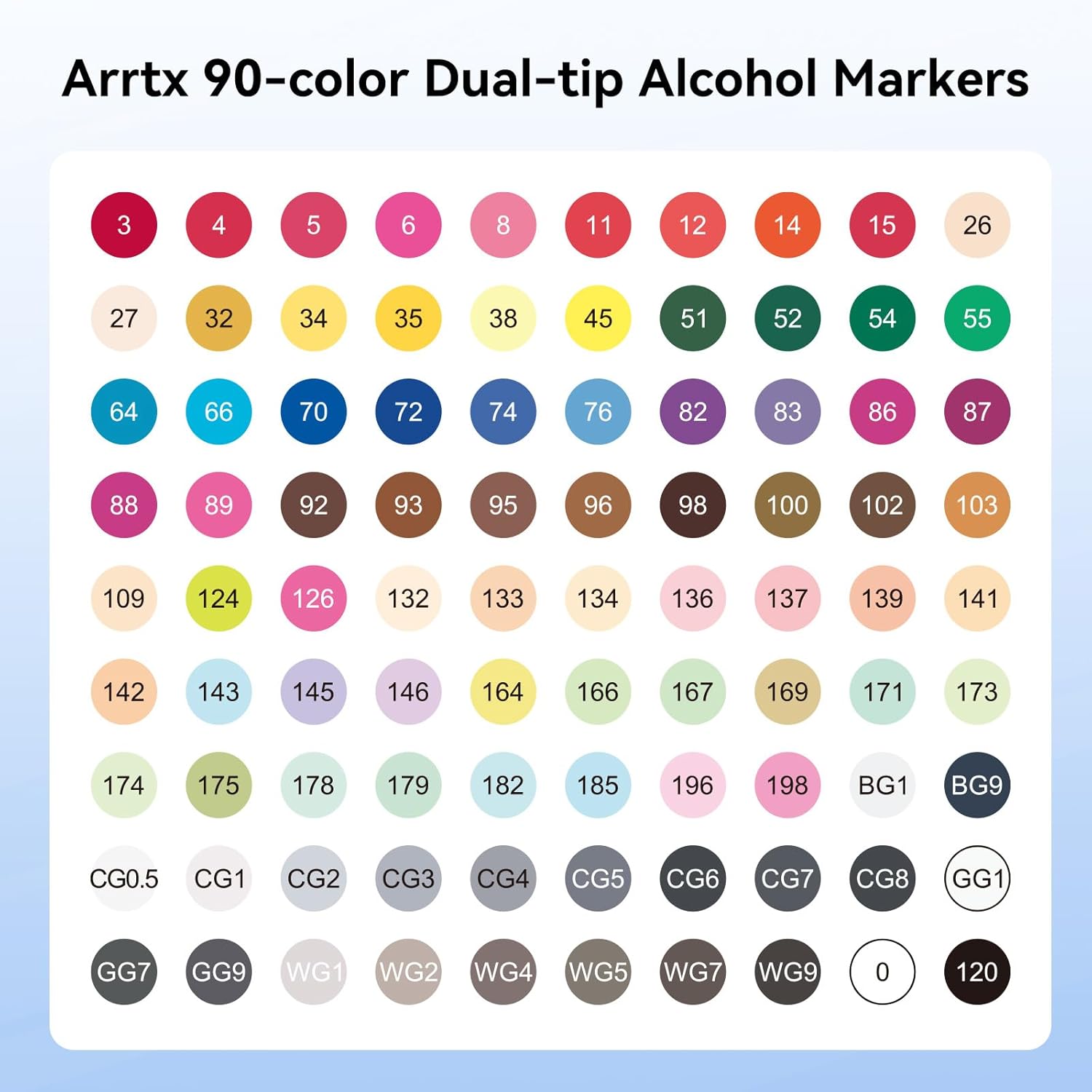 ARRTX 90 Colors Alcohol Markers Dual Tip (Brush & Fine)