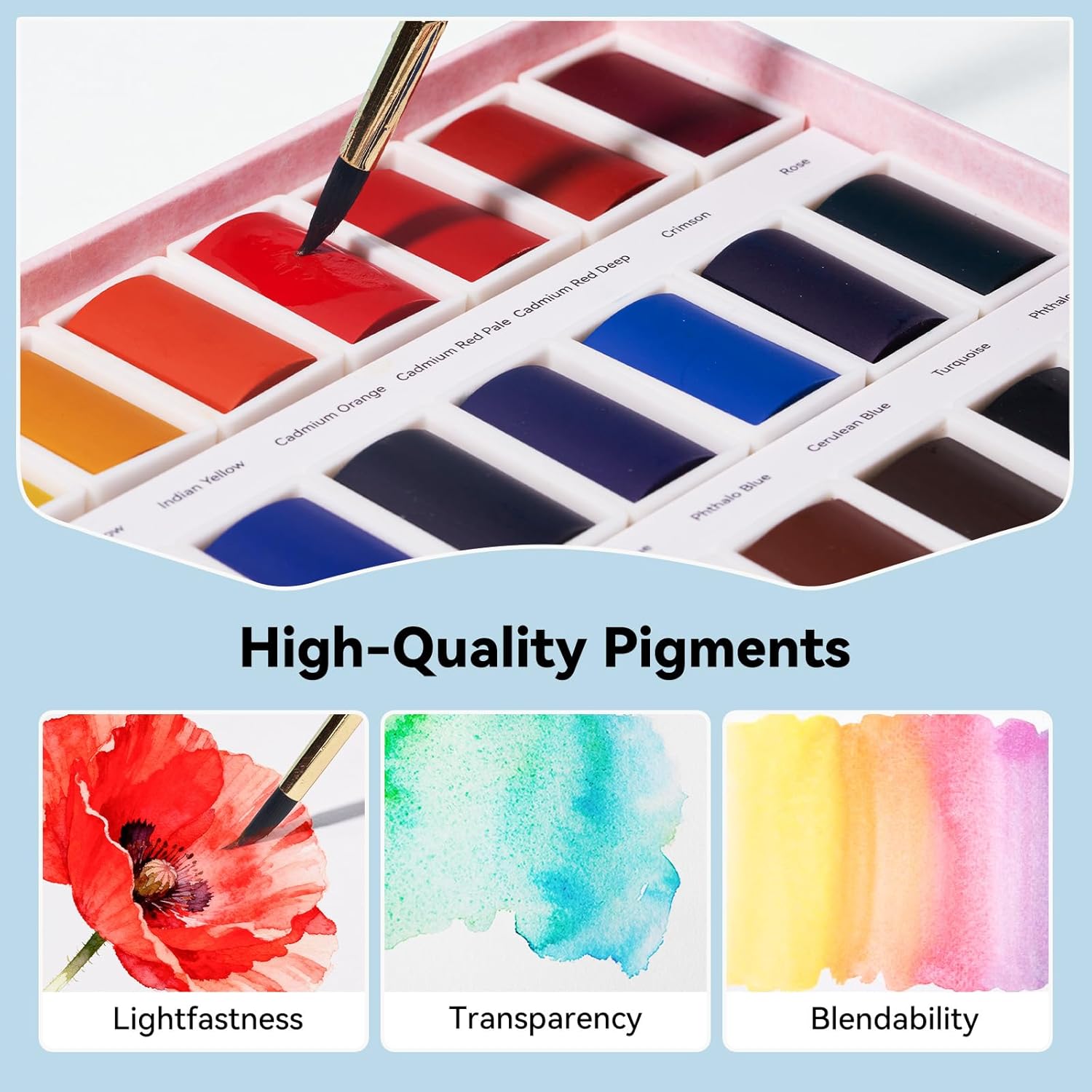 Arrtx 24 Colors Watercolor Paint Set Art Supplies Portable Painting Set