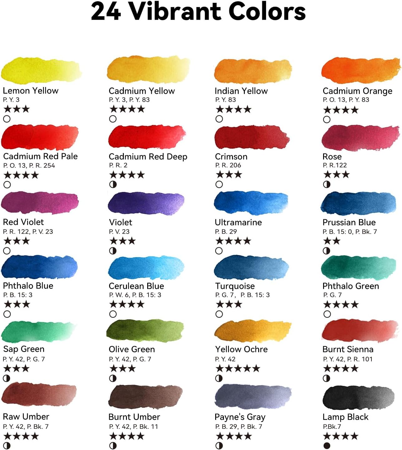 Arrtx 24 Colors Watercolor Paint Set Art Supplies Portable Painting Set