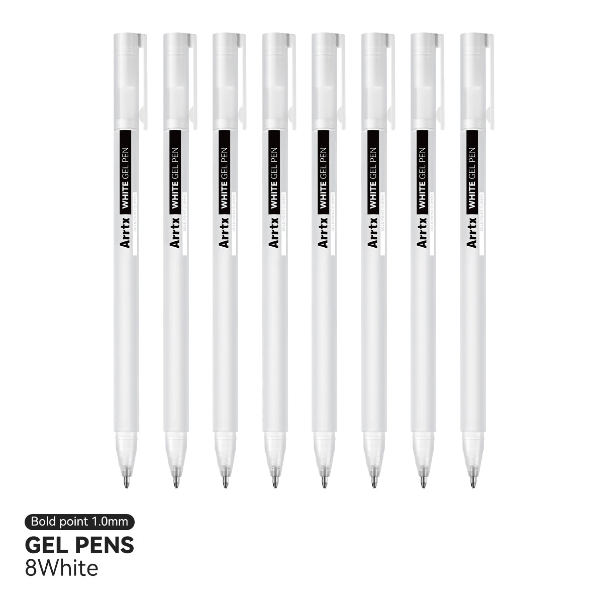 Arrtx Gel Pens White Color 8 Pack Large Capacity White Ink Pens