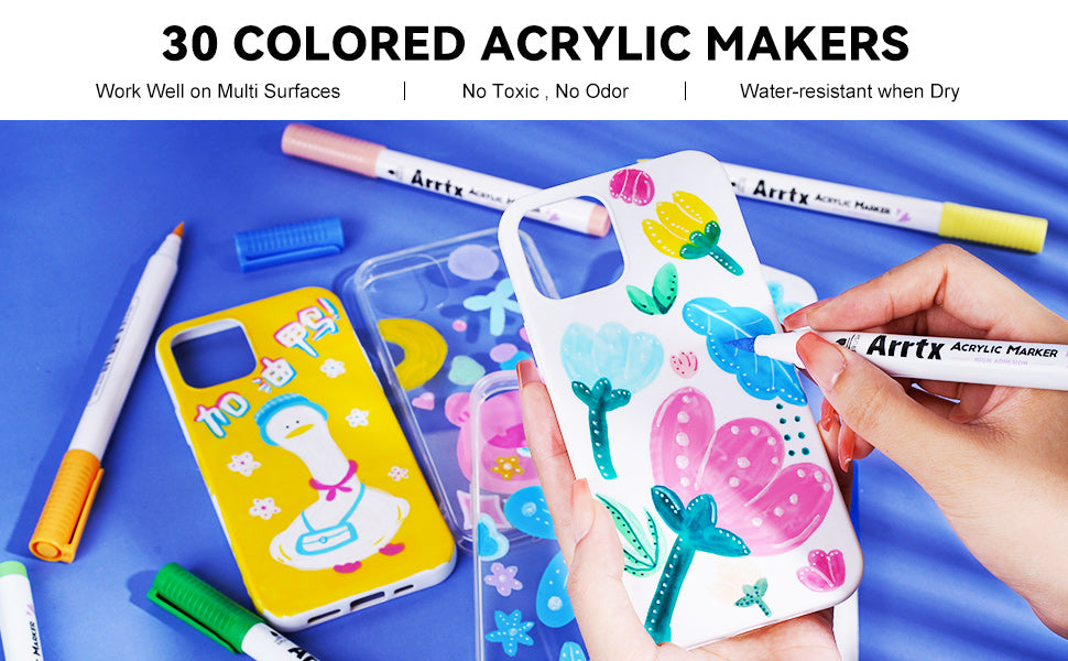 Unboxing + Painting with NEW Arrtx Acrylic Markers - 30B General Color  Set!! 