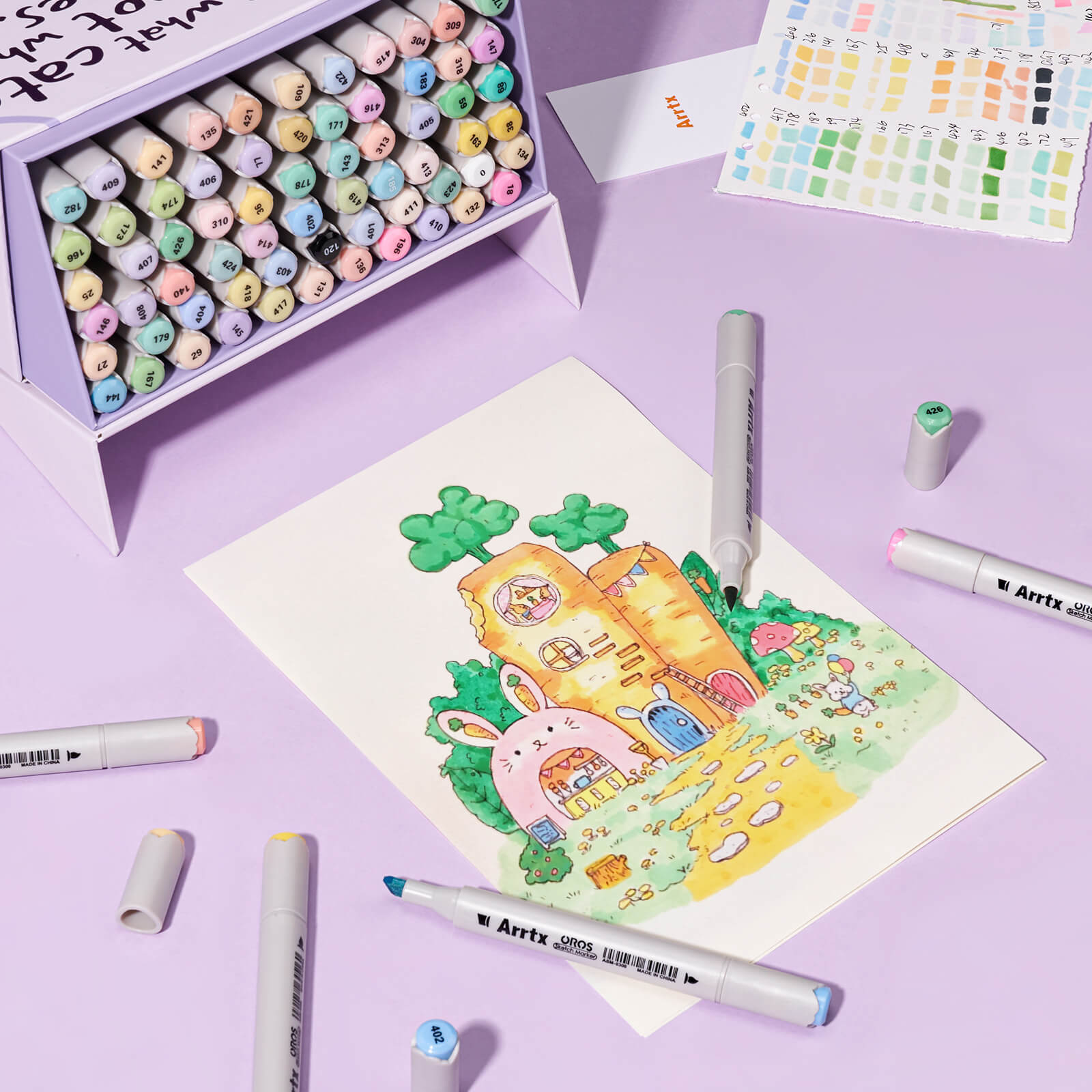 Arrtx OROS 66 Alcohol Markers Pastel Colors Paint Markers Dual Tip