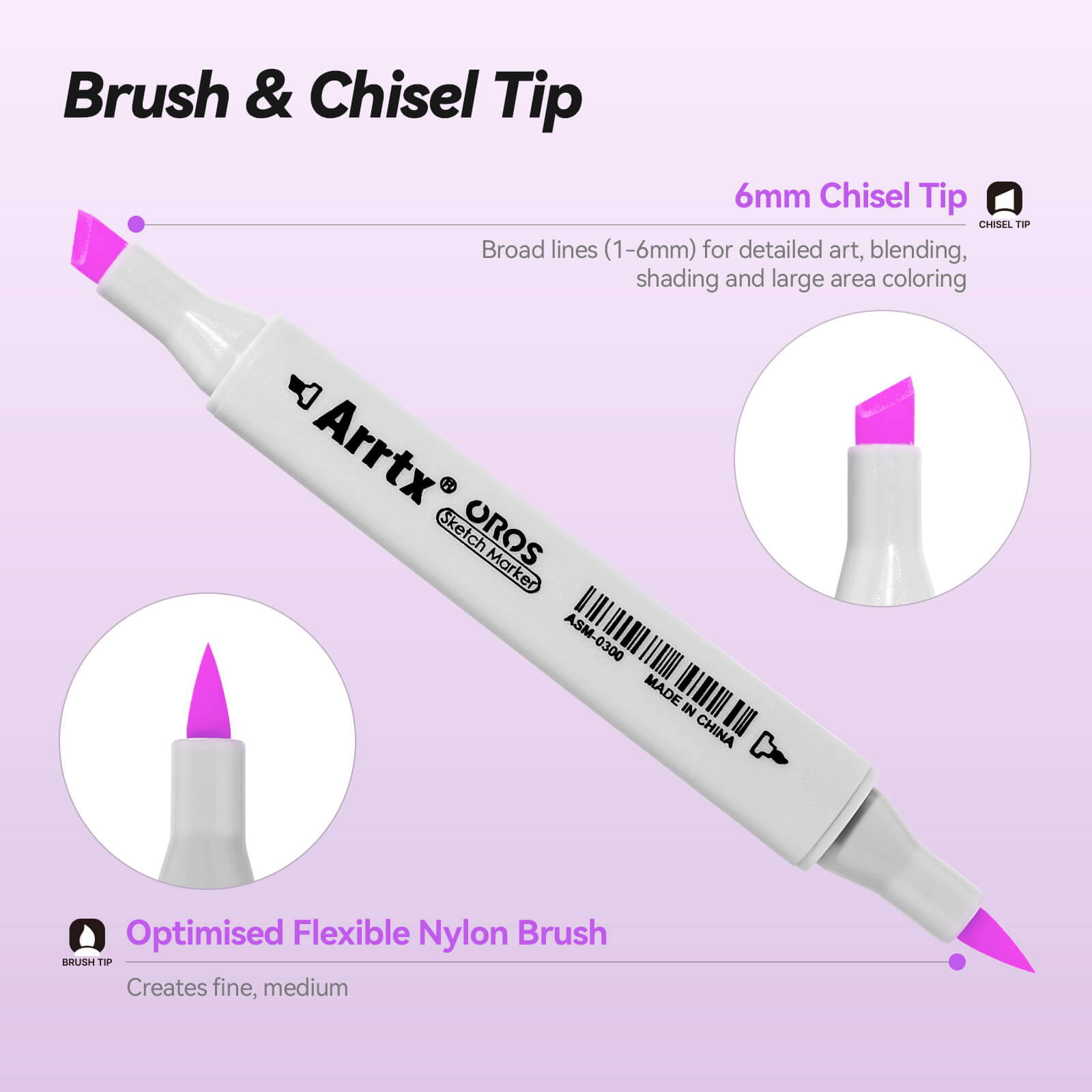 Arrtx OROS 66 Alcohol Markers Pastel Colors Paint Markers Dual Tip