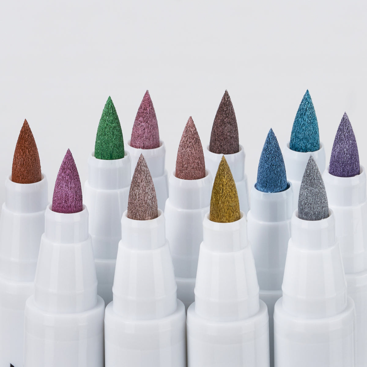 Arrtx 12 Metallic Colors Acrylic Paint Marker Brush Tip Paint Pens