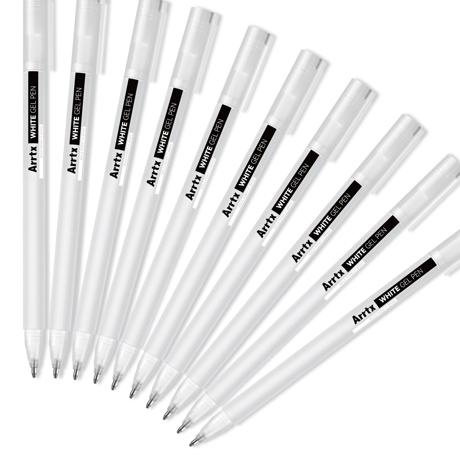 Arrtx Gelstifte, 10 Stück, weiße Farbe, Tintenstifte mit großer Kapazität