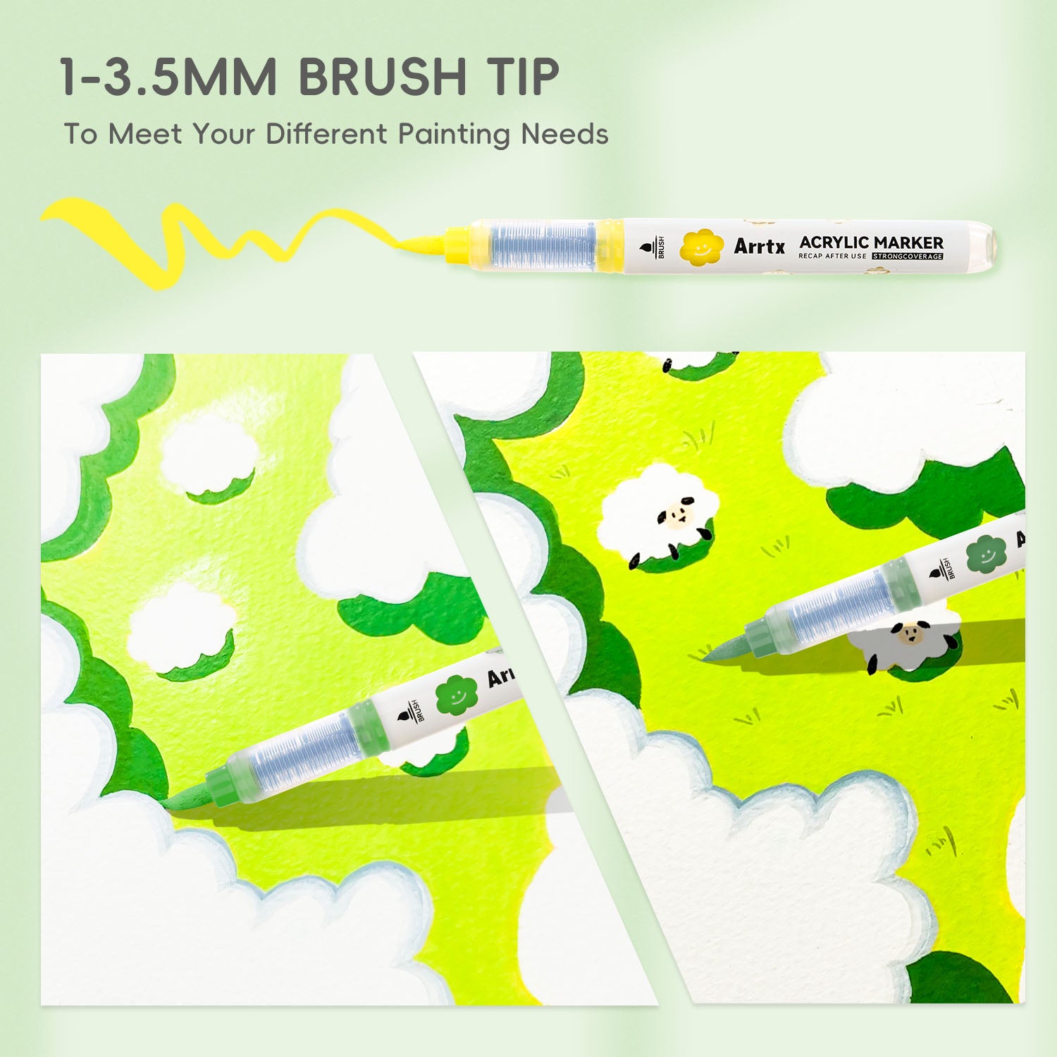Arrtx 36 Colors Acrylic Paint Markers Brush Tip Liquid Ink – ArrtxArt