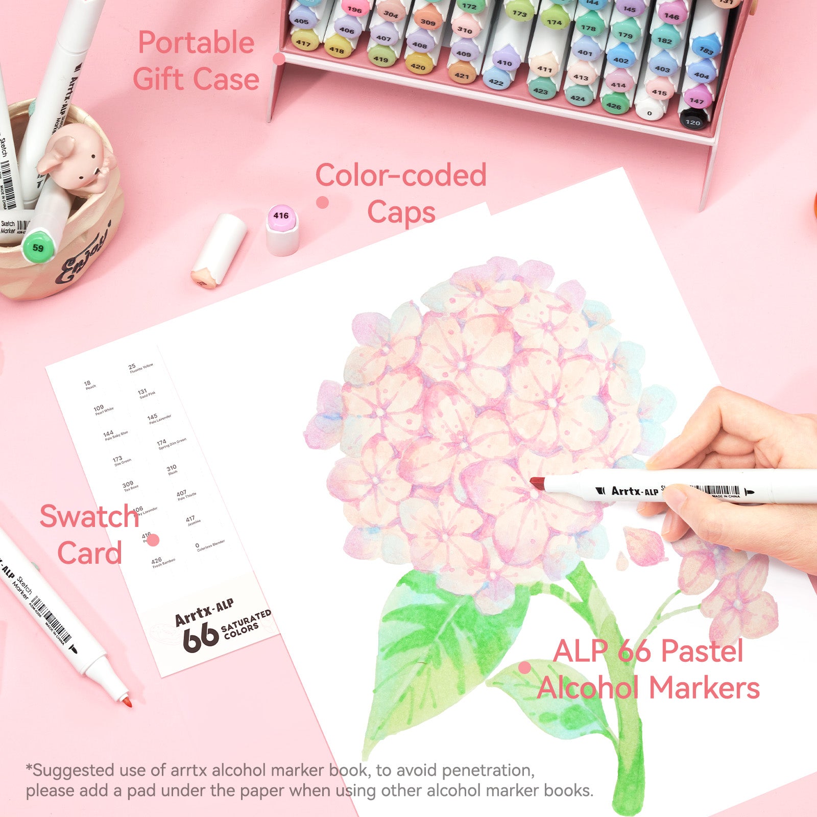 Arrtx ALP 66 Alcohol Markers Pastel Colors Paint Markers Dual Tip