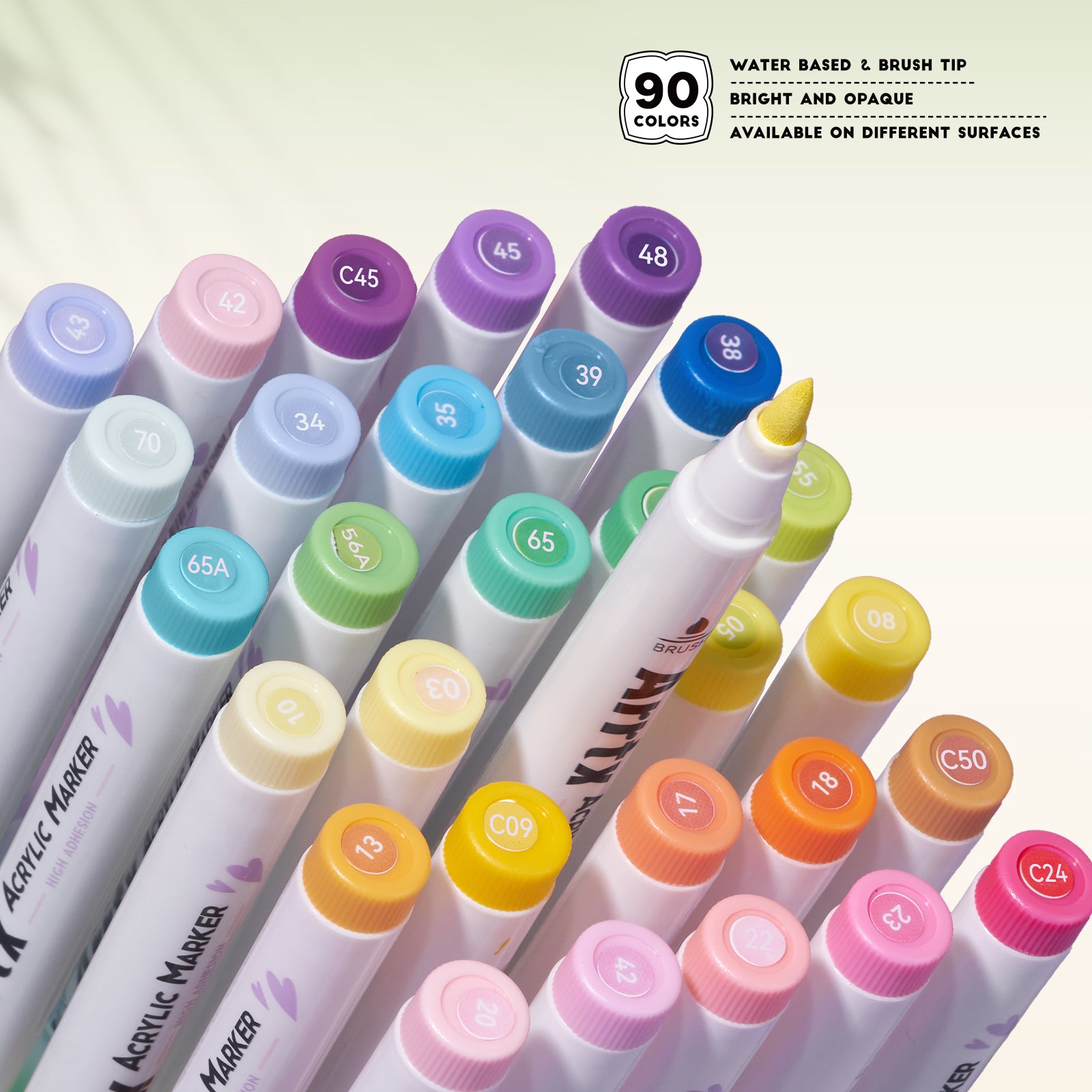 Arrtx 90 Colors Acrylic Marker Paint Pens Brush Tip Series