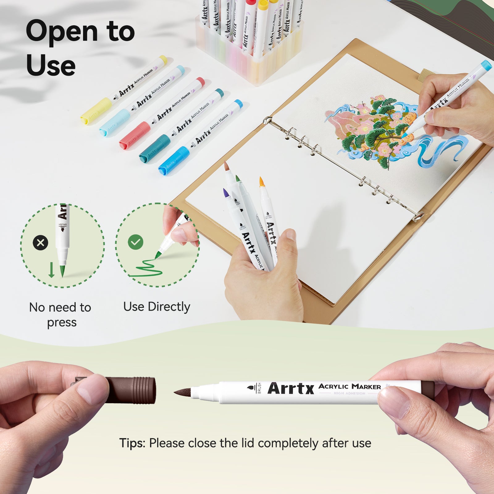 Arrtx 90 Colors Acrylic Marker Paint Pens Brush Tip Series