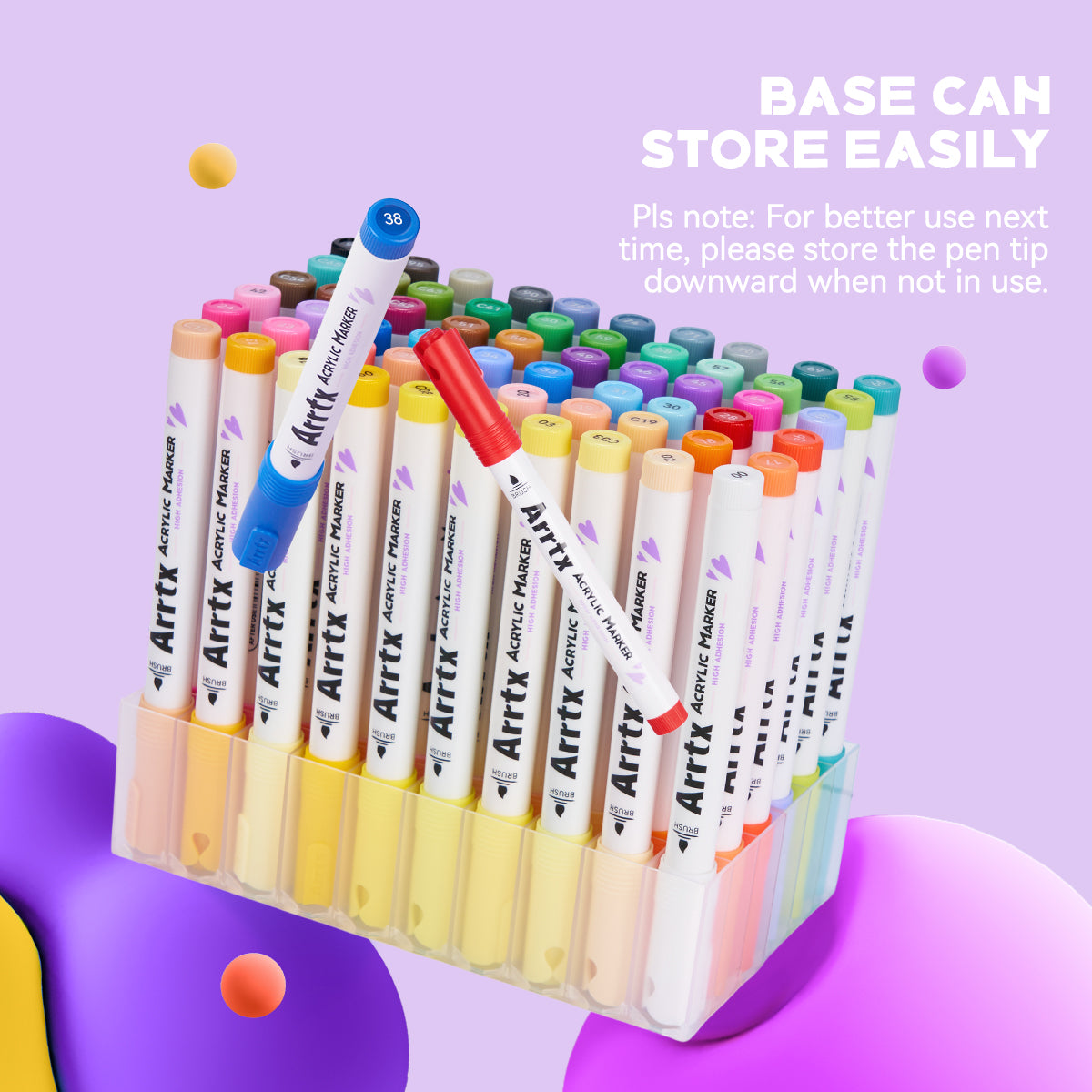 Arrtx 60B Acrylic Paint Markers Anime Colors Brush Tip