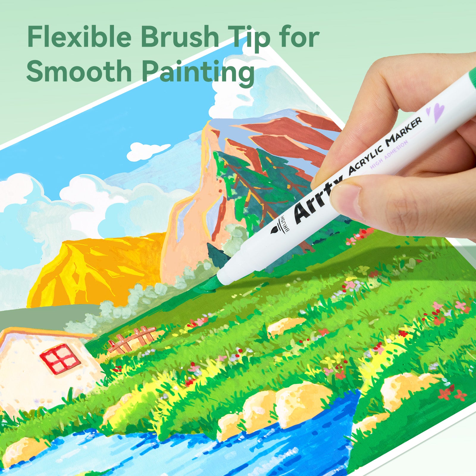 Arrtx 90B Colors Acrylic Paint Markers Brush Tip Landscape Colors