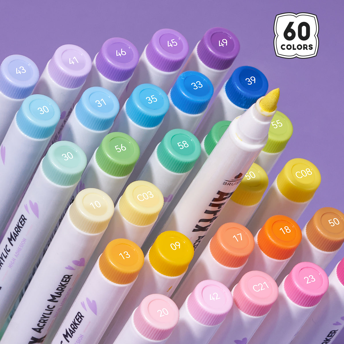 Arrtx 60B Acrylic Paint Markers Anime Colors Brush Tip