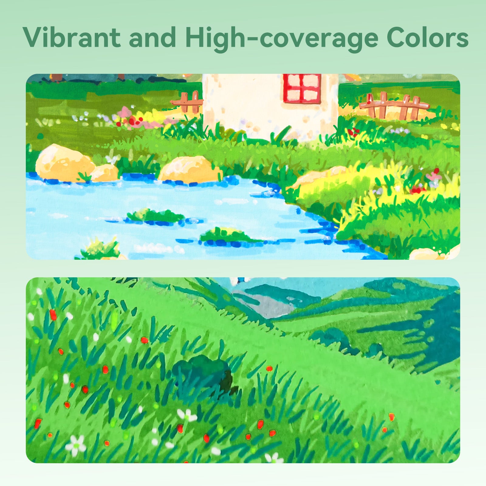 Arrtx 90B Colors Acrylic Paint Markers Brush Tip Landscape Colors