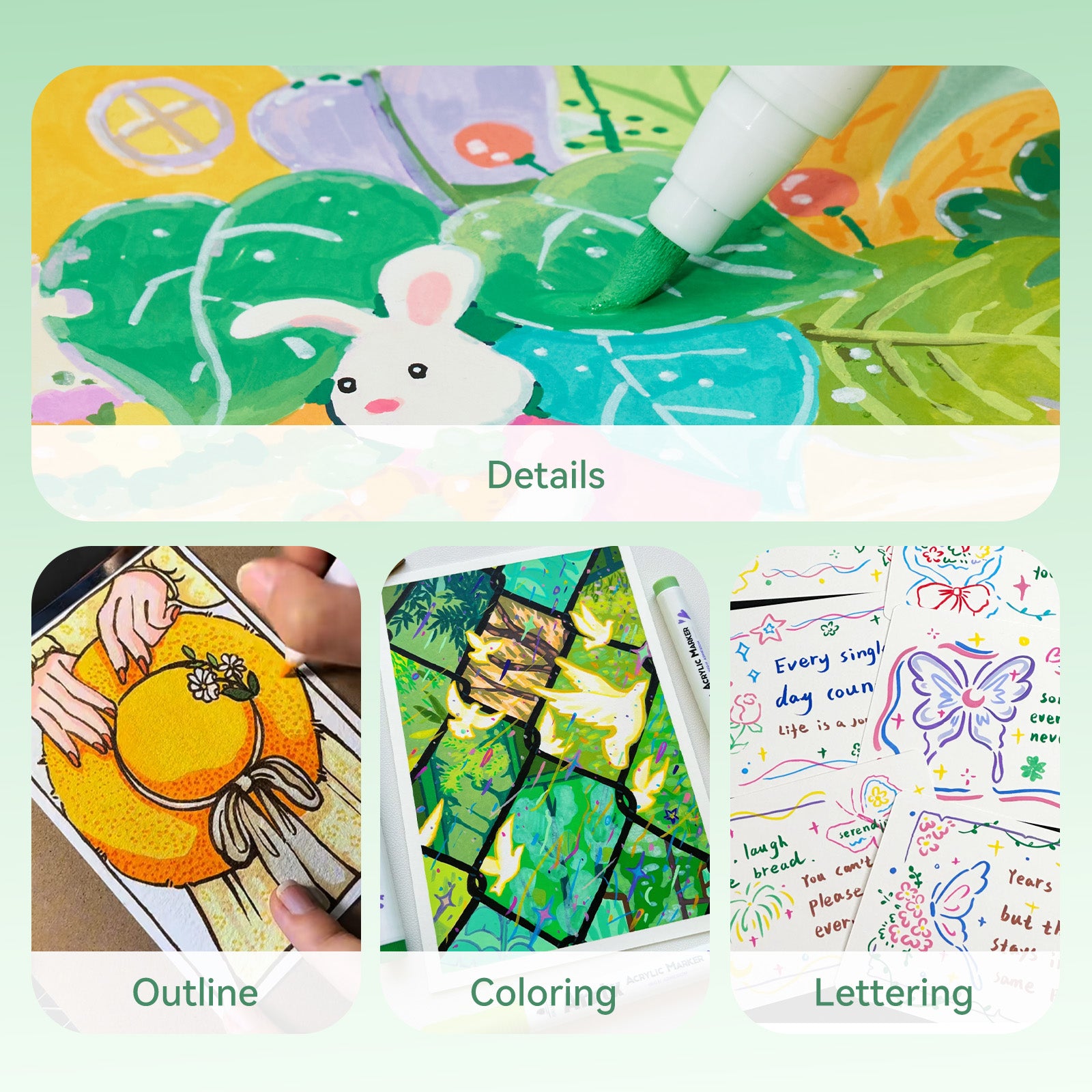 Arrtx 90B Colors Acrylic Paint Markers Brush Tip Landscape Colors