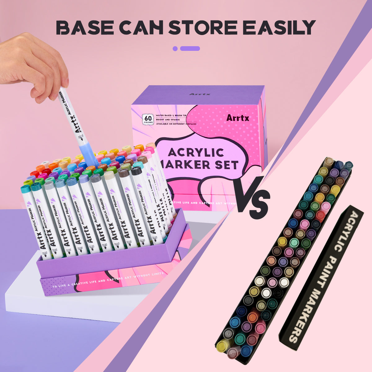 Arrtx 60B Acrylic Paint Markers Anime Colors Brush Tip