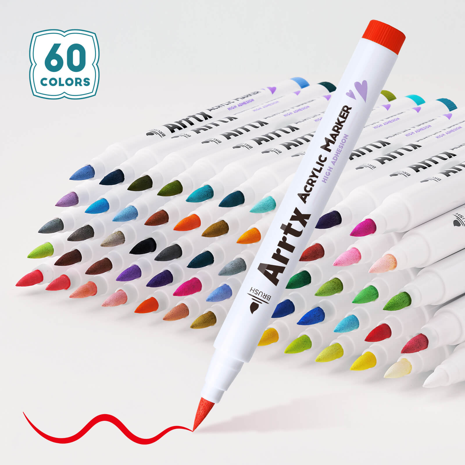 Arrtx 60C Colors Acrylic Paint Markers Brush Tip Art Supplies