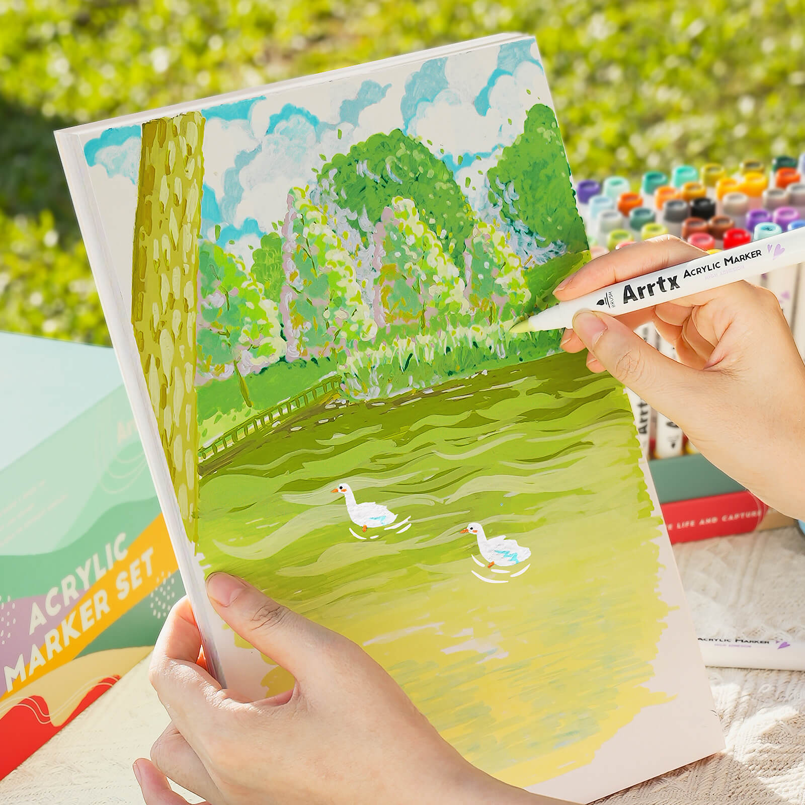 Arrtx 60C Colors Acrylic Paint Markers Brush Tip Art Supplies