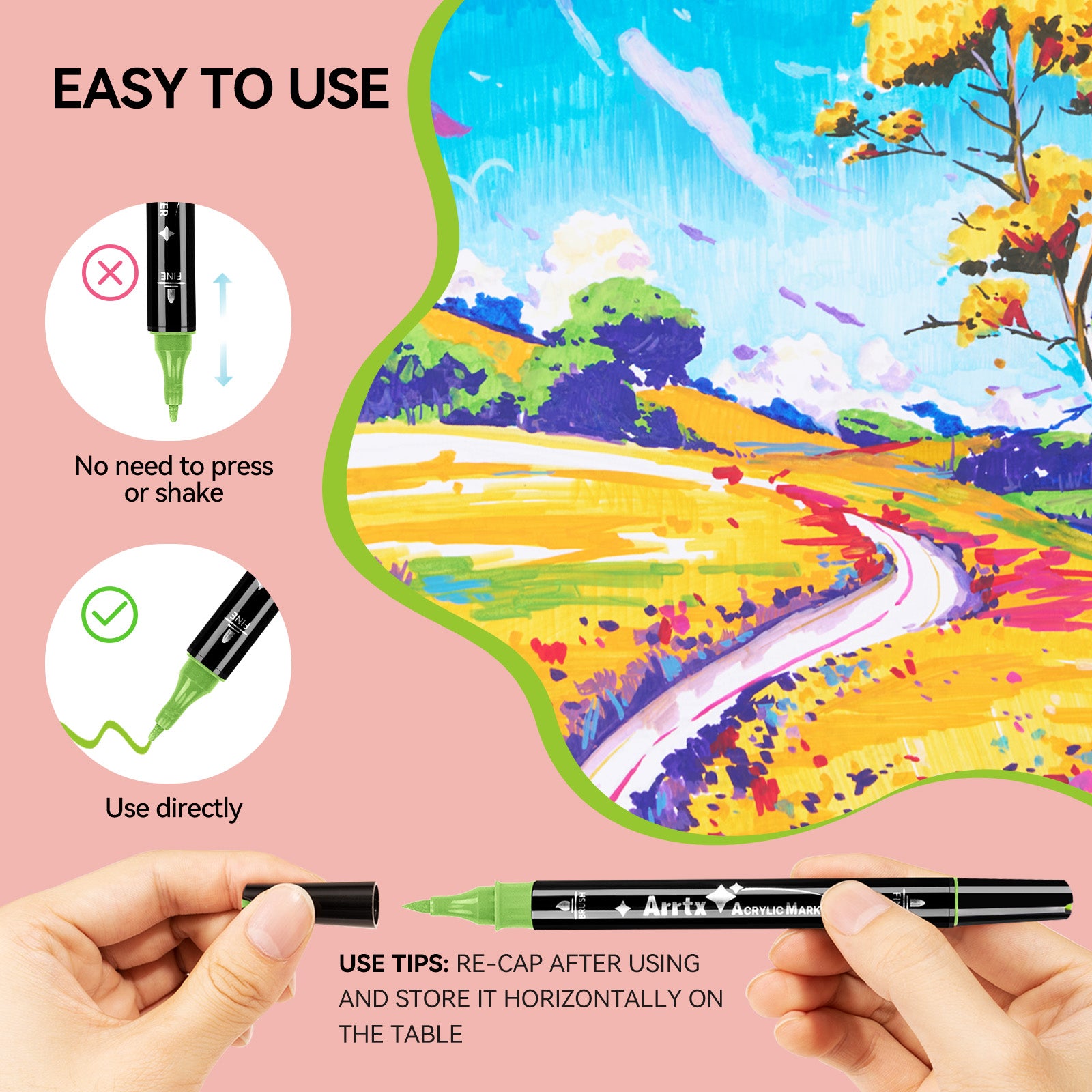 Arrtx 112 Colors Acrylic Paint Markers Dual Tip Paint Pens