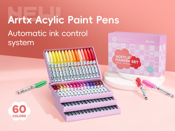 Arrtx 60 Colors Acrylic Markers Automatic Ink Control Direct