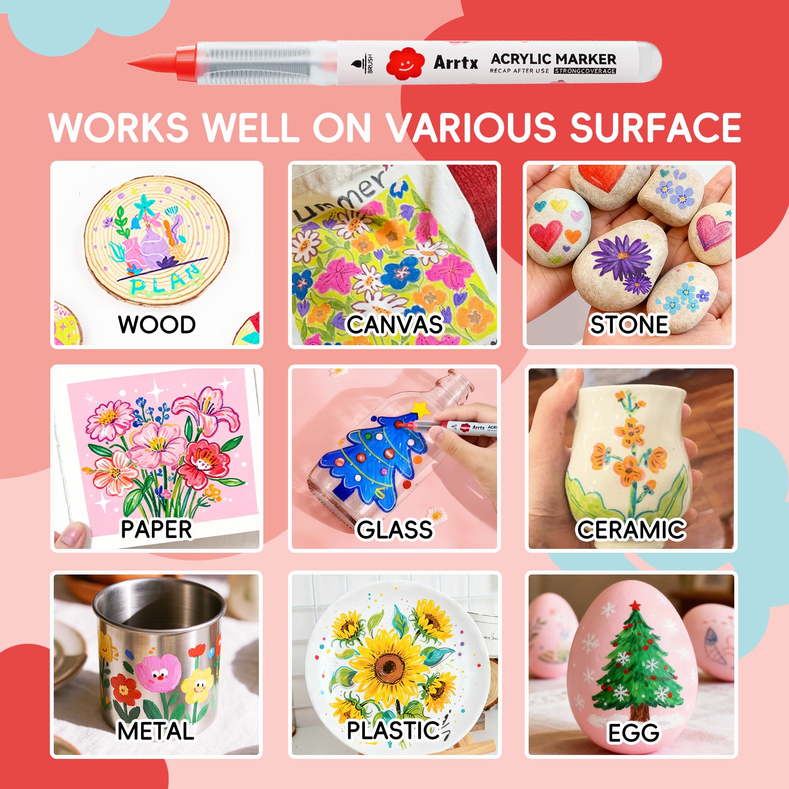 Arrtx 60 Colors Acrylic Markers Automatic Ink Control Direct Liquid Ink