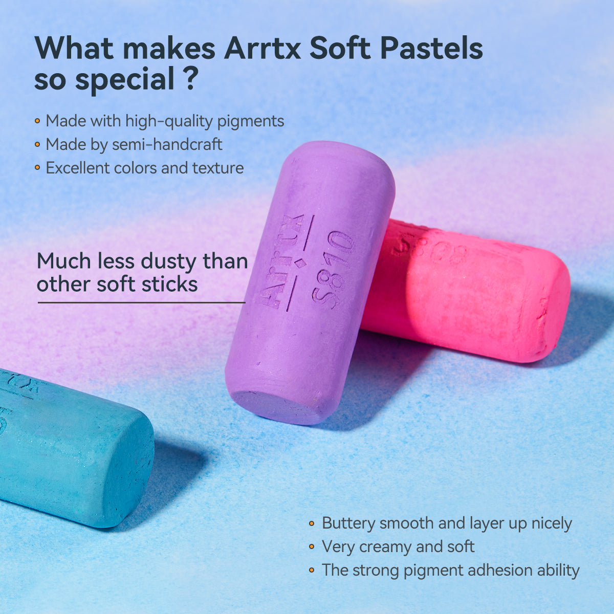 Arrtx 72 Colors Soft Pastels Set High Grade Colors