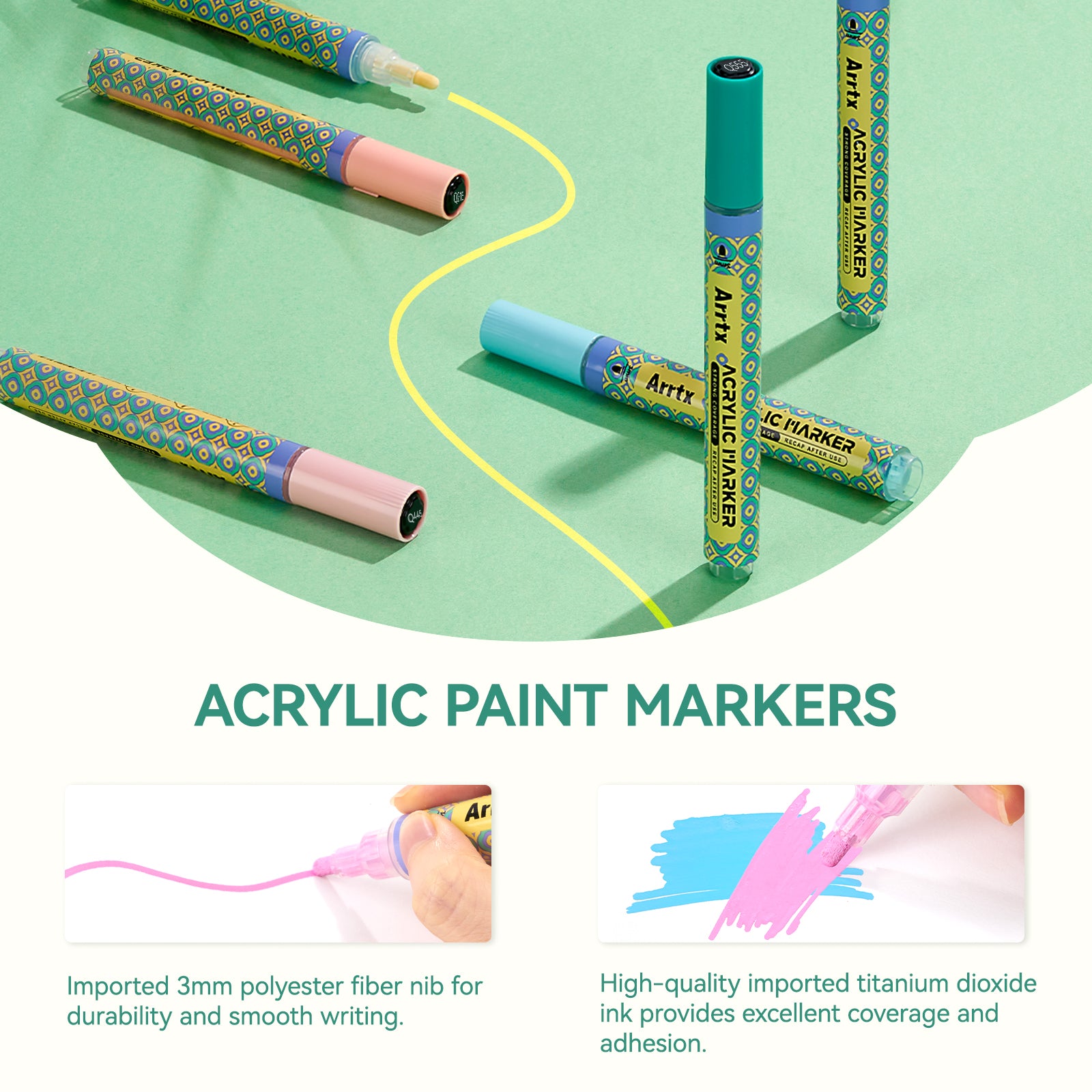 [Coming Soon] Arrtx 36 Colors Acrylic Paint Markers 3mm Medium Tip Valve Design
