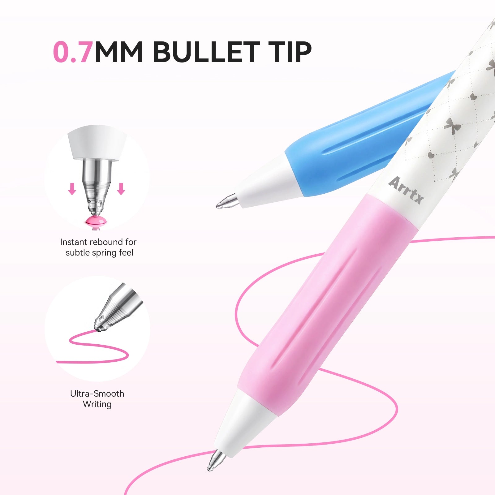 ARRTX 24 Colors Set Acrylic Gel Pens 0.7mm Bullet Tip Single Tip