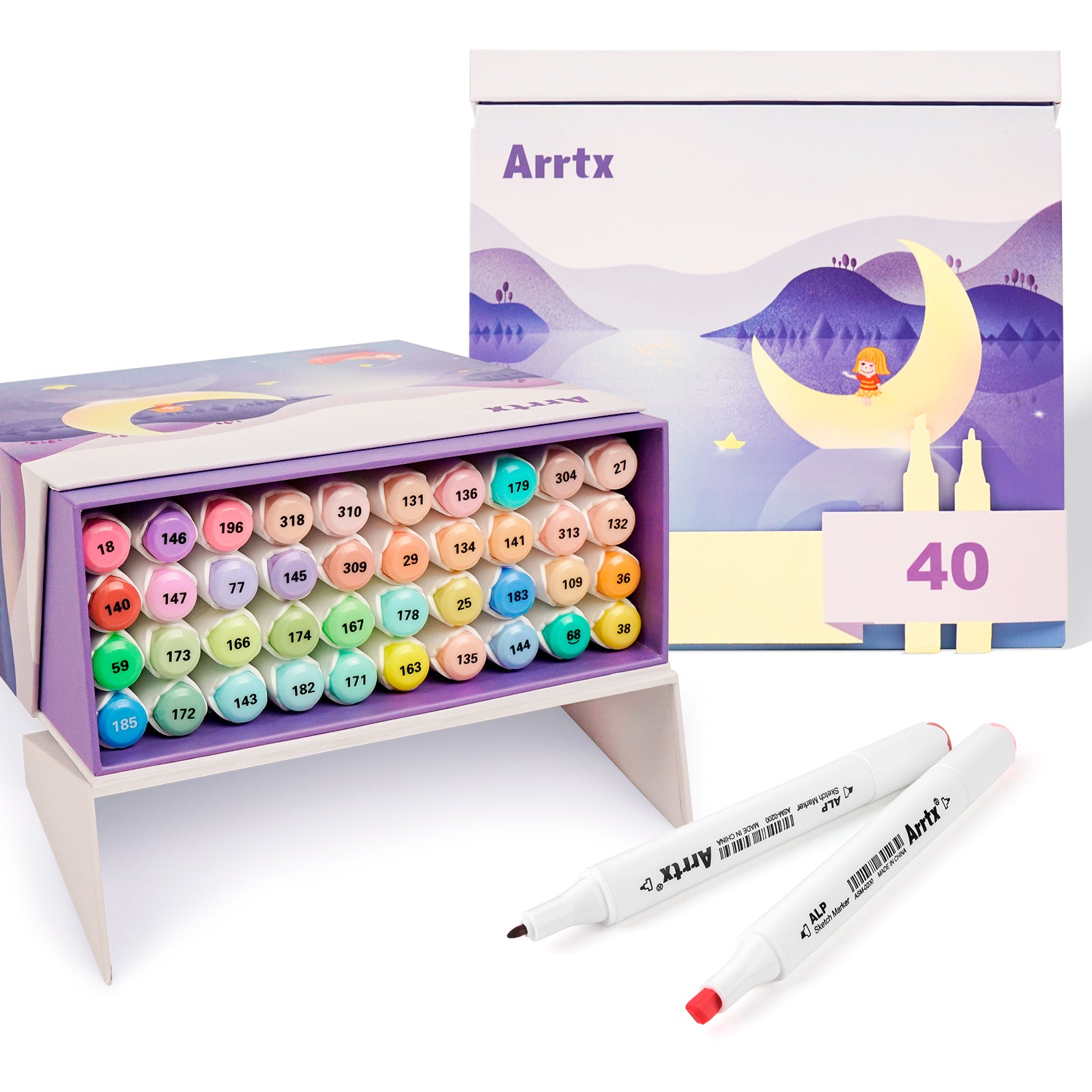 Arrtx ALP 40 ensemble de stylos à peinture marqueurs à l'alcool de couleur pastel