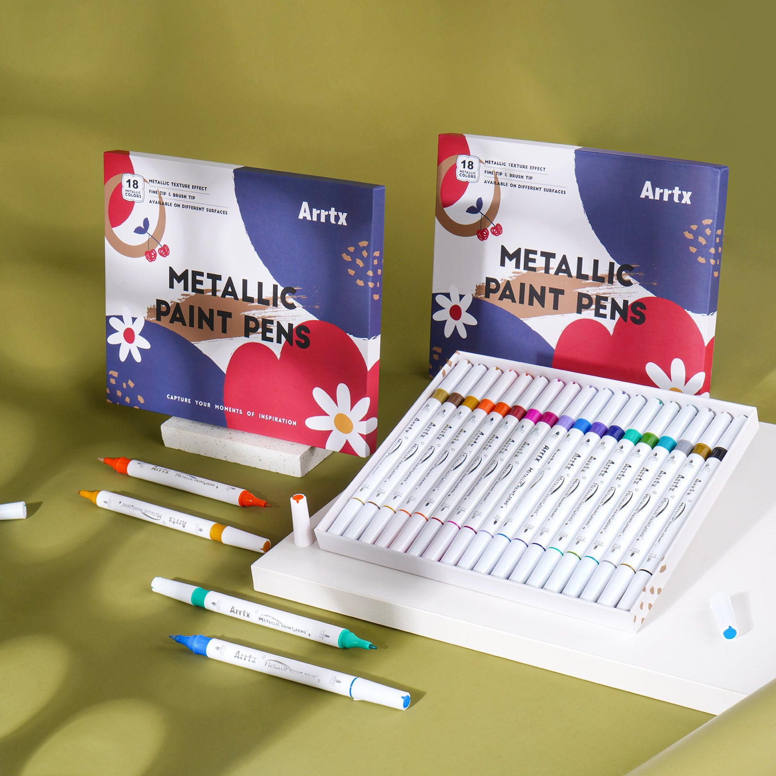 Arrtx 18 Colors Metallic Paint Pens (Dual Tip) – ArrtxArt