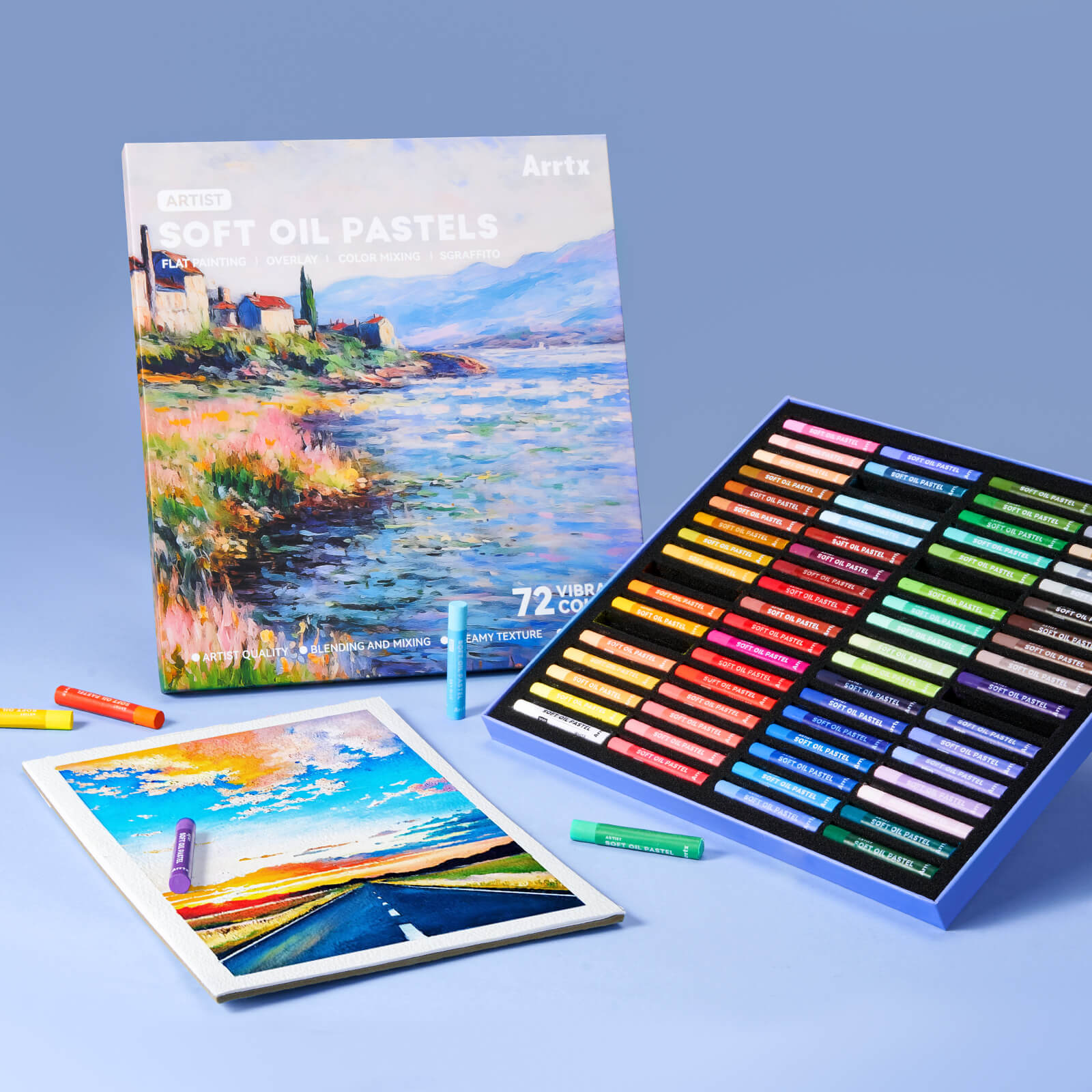 Arrtx 72 Colors Oil Pastels Smooth Drawing Pastel Set