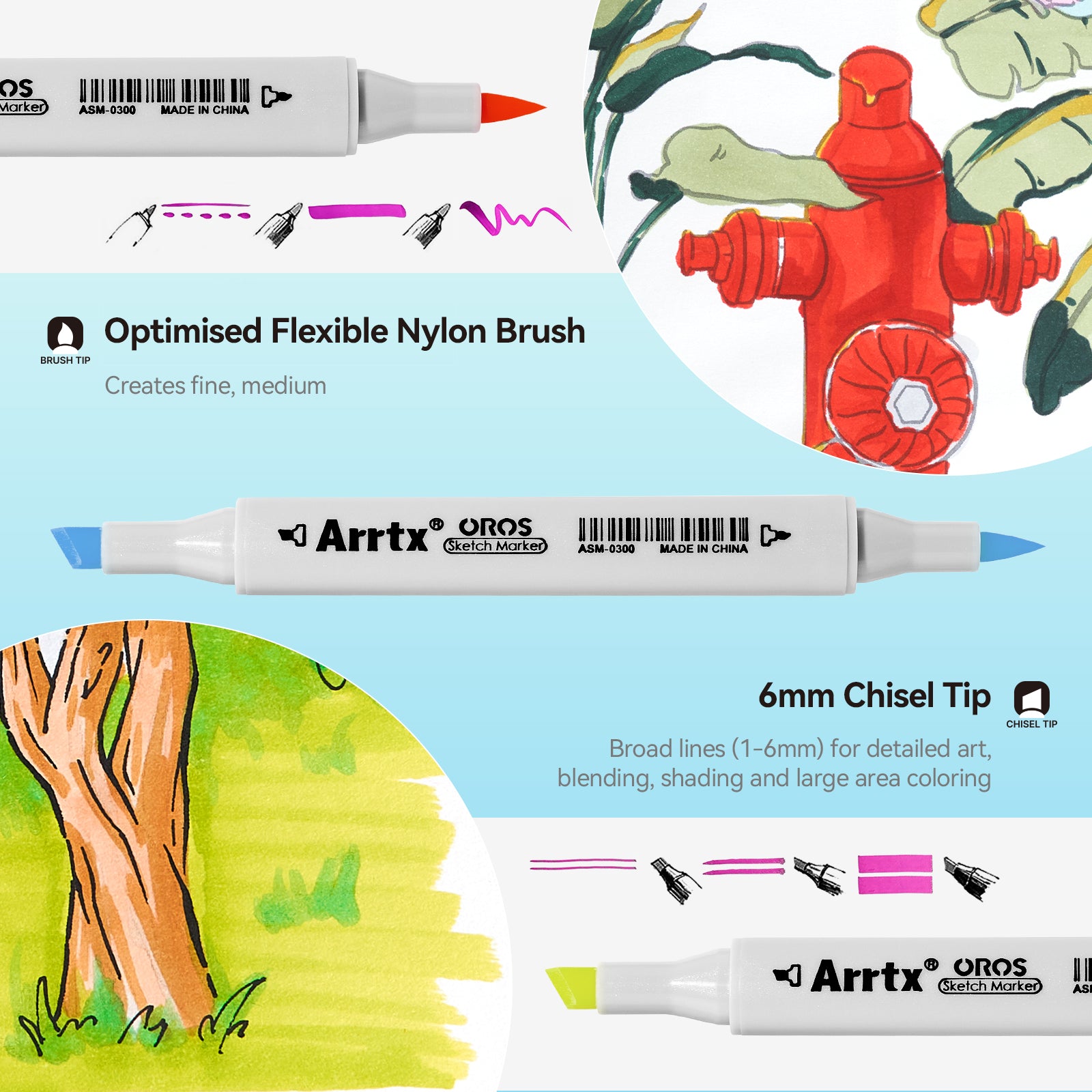 Arrtx OROS 80 Alcohol Markers Paint Markers Dual Tip